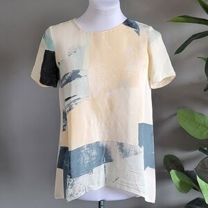 Wilfred | 100% Silk Abstract Short Sleeve Blouse